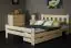 Lit double / lit d'appoint en bois de pin massif, naturel A26, sommier à lattes inclus - Dimensions 160 x 200 cm