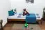 Lit simple / lit d'appoint en pin massif, couleur noyer A10, avec sommier à lattes - dimension 90 x 200 cm
