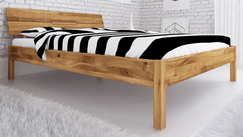 Bois massif Lit | 200 x 200 cm | Chêne Sauvage | Huilé | Naturel Abbildung