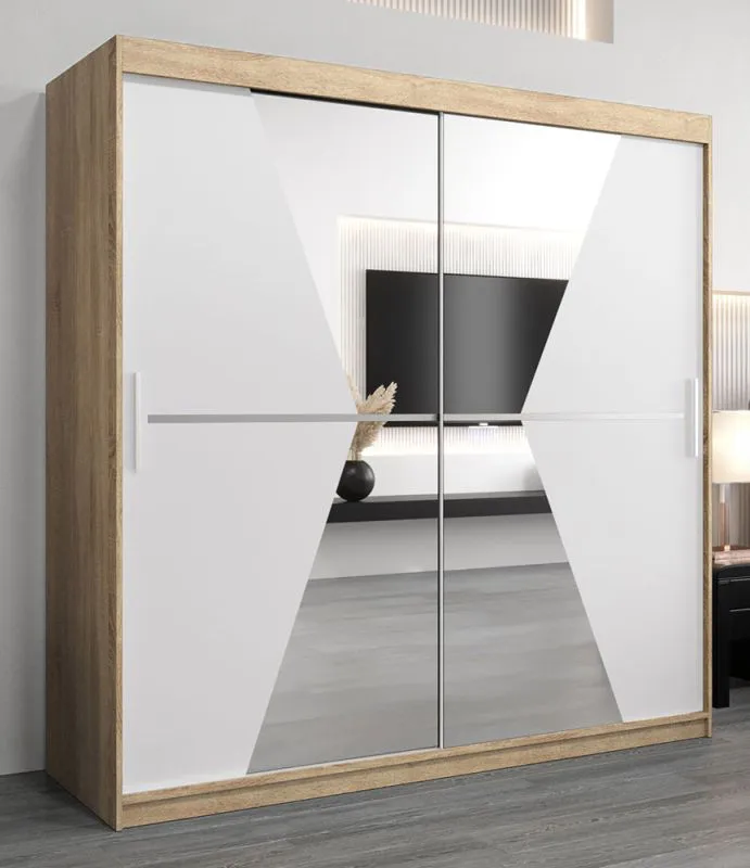 2 mètres de large Armoire avec 2 portes | Couleur: Chêne Sonoma  / Blanc Abbildung