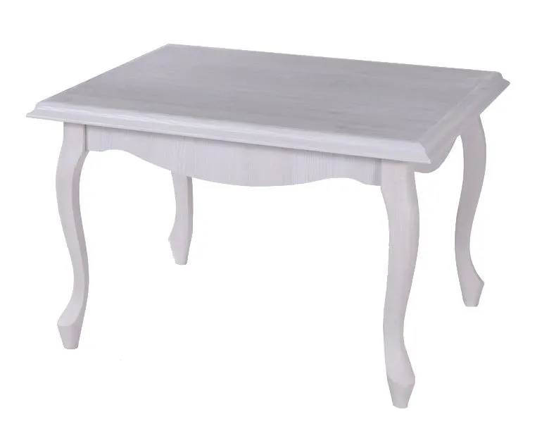 Table basse carrée Bignona 21 | Pin blanc raffiné | 76 x 76 x 55 cm | Style rustique et moderne