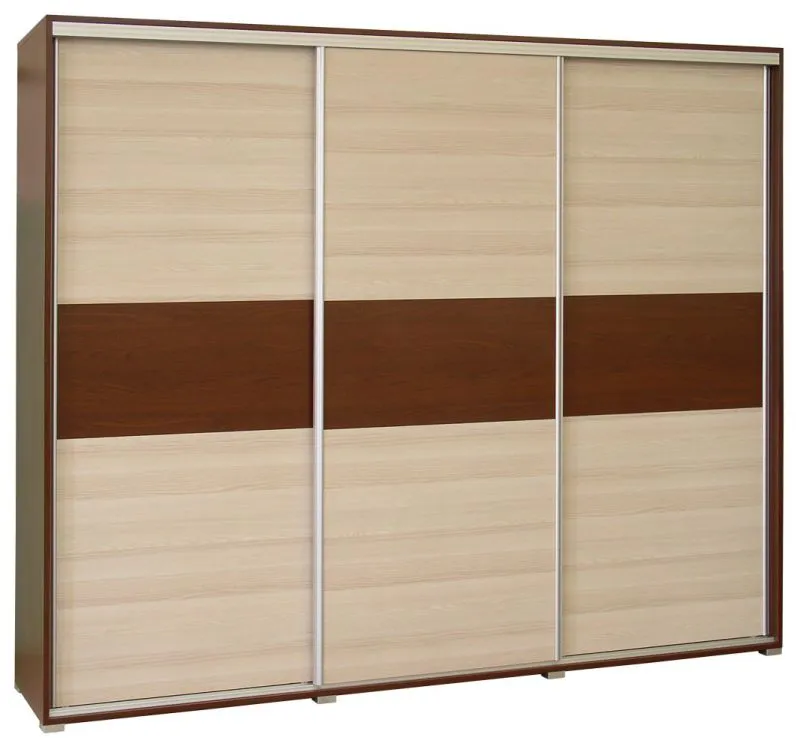 200 cm de large Armoire à portes coulissantes avec 3 portes | 6 casiers | 3 tringles à vêtements | Couleur: Noisette Abbildung