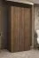 Penderie / Armoire à portes battantes / Couleur : Noyer / Deux portes / Une tringle / 1 mètre de large / Un compartiment / Poignées : Argentées / Système de fermeture Soft-Close