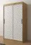 Armoire Mulhacen 44, Couleur : Chêne Artisan / Blanc mat / Noir mat - Dimensions : 200 x 120 x 62 cm (h x l x p), avec cinq casiers