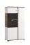 Vitrine 2 portes élégante | Chêne Flagstaff & Blanc brillant | 6 compartiments | 143 x 78,5 x 40 cm | Finition premium