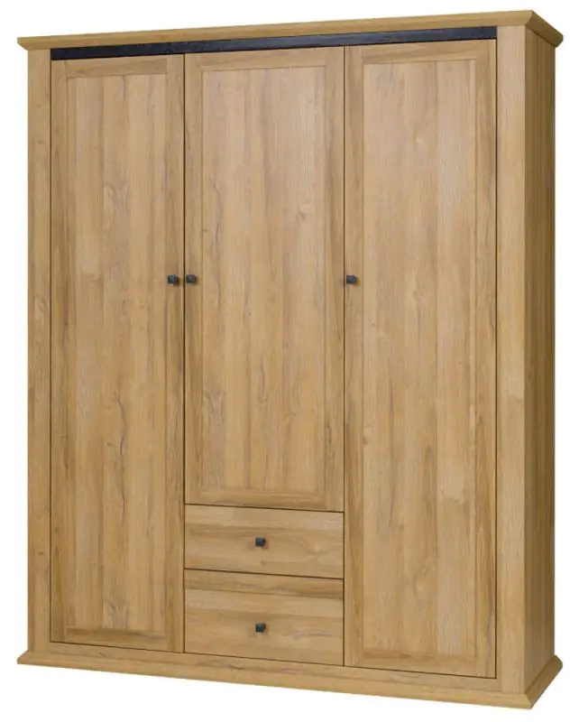 Armoire à portes battantes / armoire Matam 03, couleur : chêne - 200 x 165 x 54 cm (H x L x P)