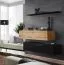 Meuble TV bas lot de 2 Balestrand 350 | Push-to-open | Noir & Chêne wotan | 110 x 130 x 30 cm | Tablette murale incluse