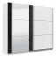 Armoire moderne Sizila 01 | 2 penderies | 10 compartiments | miroir | blanc/noir | 210 x 217 x 62,5 cm