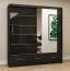 Armoire penderie 2,0 m Lusatian 17 | Noir brillant avec miroir | 12 compartiments | 3 tiroirs | 2 portes | 218 x 203 x 61 cm