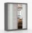 Armoire penderie Gorski 07 | 1,8 m de large | Gris-blanc avec miroir | 6 compartiments | 218 x 183 x 61 cm