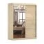 Armoire coulissante avec miroir | 200 x 150 x 61 cm | 2 portes, 6 compartiments | Finition marron Artisan | Poignées aluminium | Bucegi 17