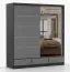Armoire portes coulissantes avec miroir | 218 x 203 x 61 cm | Gris/Noir | Lusatian 23 | 2 portes, 3 tiroirs, 12 compartiments | Bicolore