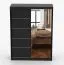 Armoire coulissante Bucegi 32 | Miroir intégré | 200 x 150 x 61 cm | Noir élégant | 2 portes, 6 compartiments