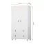 Armoire penderie 2 portes 2 m de haut | Blanc | Taygetos 03 | 201 x 105 x 55 cm | 4 tiroirs | 6 niches | Poignées en cuir