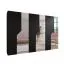 Armoire à portes battantes / 3 portes à miroir / Couleur : Noir / 3 compartiments / 3 tringles à vêtements / Fonction Soft-Close / Poignées : Cachemire / Dimensions : 300 x 52 x 202 cm / Penderie / Chants ABS