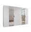 Armoire à portes battantes / Penderie / Couleur : Blanc / 2 portes à miroir / 4 compartiments / Poignées : cachemire / 4 tringles à vêtements / Dimensions : 300 x 52 x 202 cm / Chants ABS