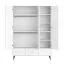 Chambre de bébé - Armoire / Couleur : blanc / Chambre d'enfant / Poignées & pieds : Noir / moderne / 3 portes / 3 tiroirs / Soft-Close / Dimensions : 133 x 50 x 185 cm