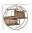 Étagère murale ronde en bois massif de manguier et rotin | Finition mango | 62 x 62 x 17 cm