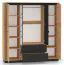 Armoire spacieuse Dagali 01 | 2 tiroirs | Portes miroir | Chêne/Noir | Soft-Close | Finition moderne