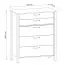 Commode haute Braianik 04 en Chêne Wotan / Beige, 109 x 90 x 47 cm, chambre à coucher, salon, bureau, 5 tiroirs, Poignées en métal, ABS protection des bords
