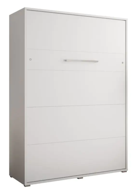 Lit escamotable Namsan 03 vertical, Couleur : Blanc mat / Blanc brillant - Surface de couchage : 140 x 200 cm (l x L)