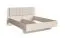 Lit double / Lit junior avec rembourrage de tête de lit Ioannina 04, Couleur : Beige, Surface de couchage : 160 x 200 cm, protections d'angle en ABS