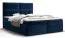 Lit boxspring avec rangements Pirin 45 | Velours bleu | 180 x 200 cm | Matelas H3 ferme