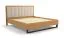 Lit double / Pin massif / 160 x 200 cm / Couleur : Chêne / Beige / Appuie-tête rembourré doux / Sommier à lattes inclus / Pied métallique / Lit d'appoint