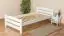 Lit simple / lit d'appoint en hêtre massif, blanc 118, sommier à lattes inclus - Dimensions 100 x 200 cm