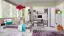 Chambre d'adolescents - Commode "Emilian" 11, pin blanchi / violet - Dimensions : 100 x 90 x 40 cm (H x L x P)