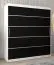 Armoire à portes coulissantes / Penderie Jan 04A, Couleur : Blanc mat / Noir - Dimensions : 200 x 180 x 62 cm ( h x l x p)