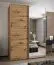 Penderie / Armoire à portes coulissantes / 245,5 x 170 x 64 cm / 11 compartiments / 2 tringles à vêtements / 2 portes coulissantes / Soft-Close / Miroir / Couleur : Chêne Artisan