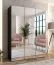 Armoire de chambre à coucher avec miroir / Couleur : Noir / Fonction soft-close / Poignées : Noir / Dimensions : 150 x 52 x 202 cm / 2 compartiments / Penderie / ABS / 2 tringles à vêtements