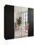 Armoire à portes battantes / 2 portes à miroir / Couleur : Noir / 2 compartiments / Soft-Close / 2 tringles à vêtements / Poignées : Cachemire / Dimensions : 200 x 52 x 202 cm / Penderie / Chants ABS
