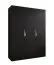 Penderie / 3 portes / Couleur : Noir / Poignées : Cachemire / Dimensions : 150 x 52 x 202 cm / 2 tringles à vêtements / 2 compartiments / Armoire à portes battantes