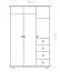 Armoire | 3 portes battantes | 4 tiroirs | 3 casiers | avec tringle à vêtements | 135 cm de large | Bois massif | Couleur: Blanc Abbildung