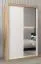 Armoire à portes coulissantes / Penderie Bisaurin 2C avec miroir, Couleur : Chêne de Sonoma / Blanc mat - Dimensions : 200 x 120 x 62 cm ( H x L x P)