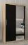 Armoire à portes coulissantes / Penderie Bisaurin 2C avec miroir, Couleur : Chêne de Sonoma / Wengé - Dimensions : 200 x 120 x 62 cm ( H x L x P)