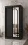 Armoire à portes coulissantes | Noir mat | 100 x 62 x 200 cm | 1 porte miroir | 2 tringles à vêtements | armoire étroite | 5 compartiments | Poignées : noires