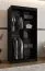 Armoire à portes coulissantes | Noir mat | 100 x 62 x 200 cm | 1 porte miroir | 2 tringles à vêtements | armoire étroite | 5 compartiments | Poignées : noires