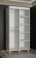 Armoire étroite avec porte miroir Jotunheimen 49, couleur : blanc - dimensions : 208 x 100,5 x 62 cm (h x l x p), avec deux barres de penderie