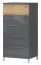 Commode Vaitele 15, couleur : anthracite brillant / noyer - 123 x 60 x 45 cm (h x l x p)