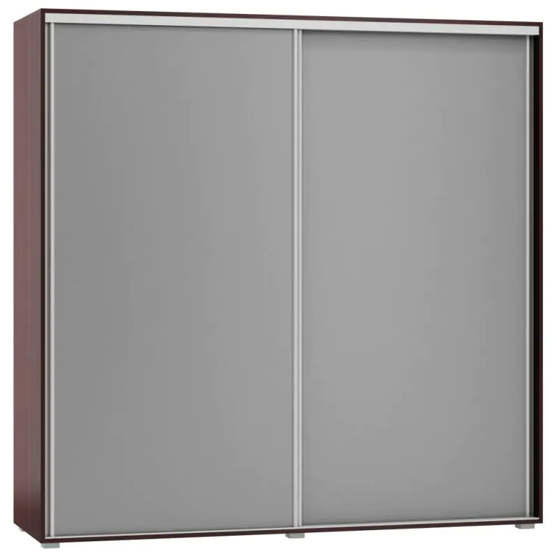 Armoire à portes coulissantes / armoire Tabubil 32, couleur : Wenge / Gris - Dimensions : 200 x 200 x 60 cm (H x L x P)