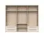 Grande armoire à portes battantes avec cadre Neiafu 52, quatre tiroirs, couleur : cachemire, six portes, cinq étagères, dimensions : 226 x 277 x 60 cm, pieds réglables
