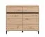 Commode / 2 portes battantes / Couleur : Chêne Artisan / 4 compartiments / Dimensions : 106 x 40 x 90 cm / Chants ABS / Design moderne / Pieds : Noir / 2 tiroirs