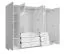 Armoire / 6 tiroirs / Couleur : Blanc / 2 portes battantes / 3 portes miroir / 2 tringles à vêtements / Dimensions : 250 x 58 x 200,5 cm / Armoire à portes battantes / Pour chambre à coucher