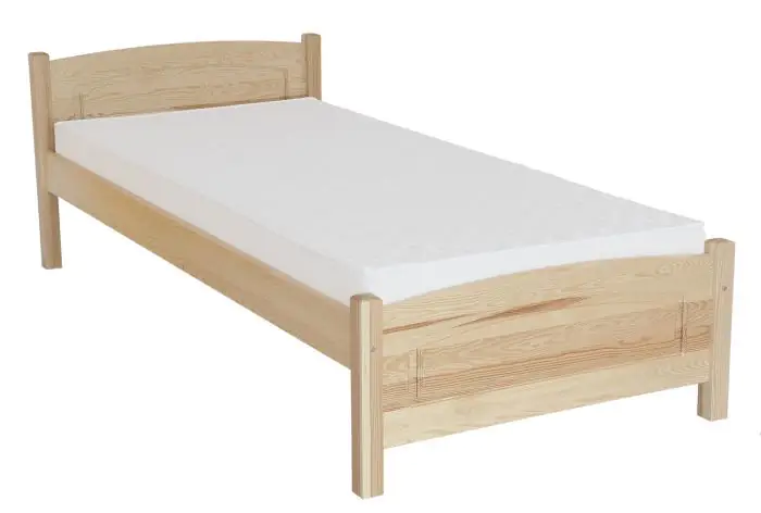 Lit simple / lit d'appoint en bois de pin massif, naturel 80, avec sommier à lattes - dimension 120 x 200 cm
