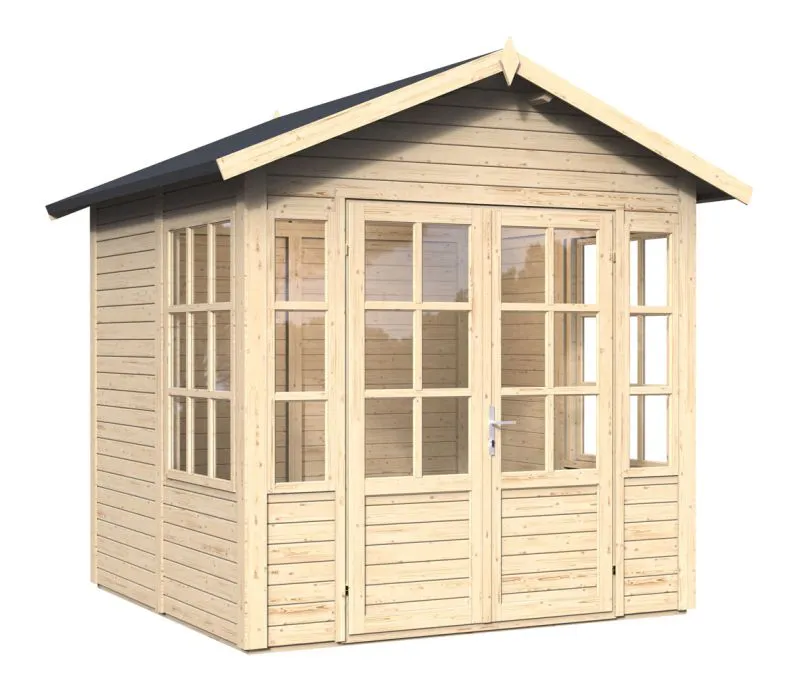 Abri de jardin Leisnig 01 avec plancher, Naturel - en éléments de 19 mm, surface au sol : 5,10 m², Toit à deux versants
