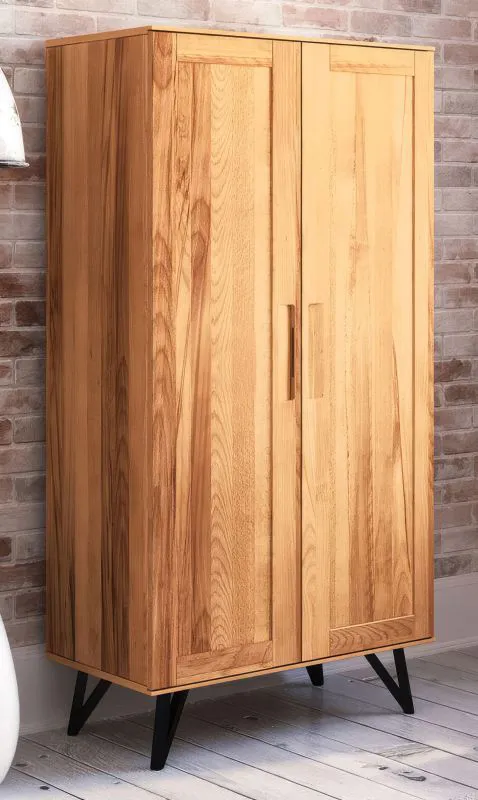 Armoire penderie portes battantes Masterton 05 | Hêtre massif huilé | 185 x 91 x 53 cm | Design haut de gamme