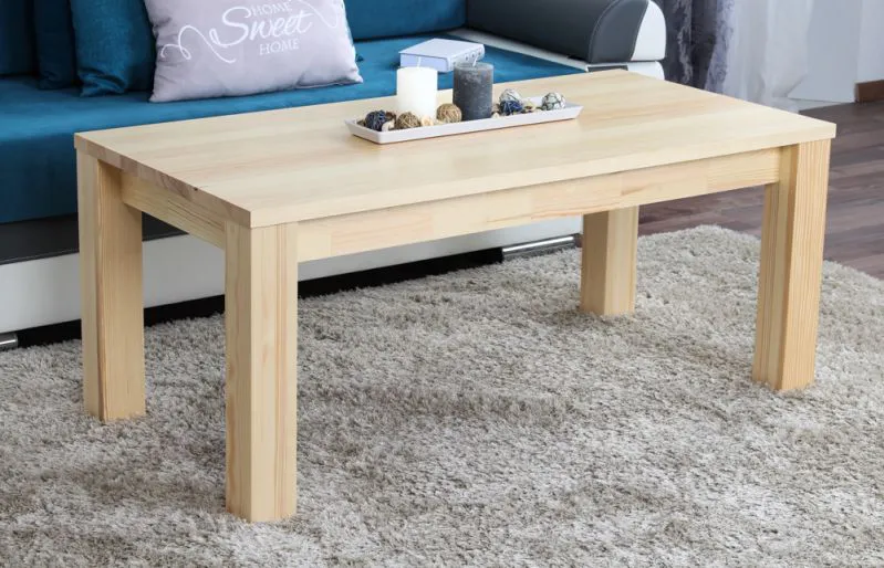 Table basse pin massif naturel Junco 483 | 120 x 60 x 50 cm | Design moderne | Grande stabilité